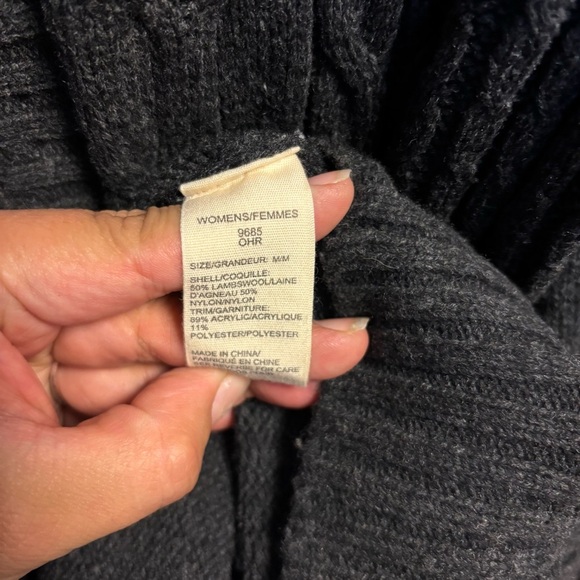 Woolrich Y2k Lambswool Long Cable
Cardigan Zip Sweater Gray Hood
Faux Fur Belt - Picture 4 of 8